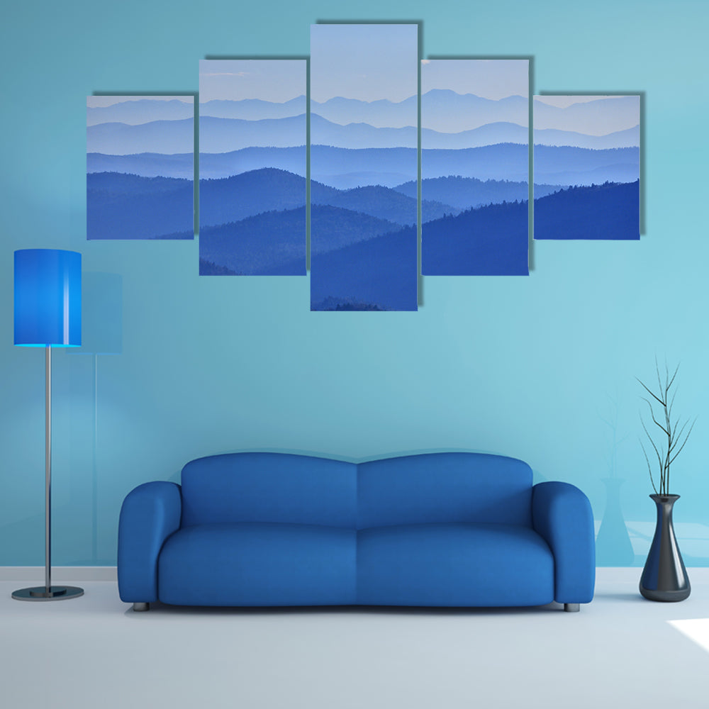 Misty Mountain Valley with Moon Canvas Wall Art