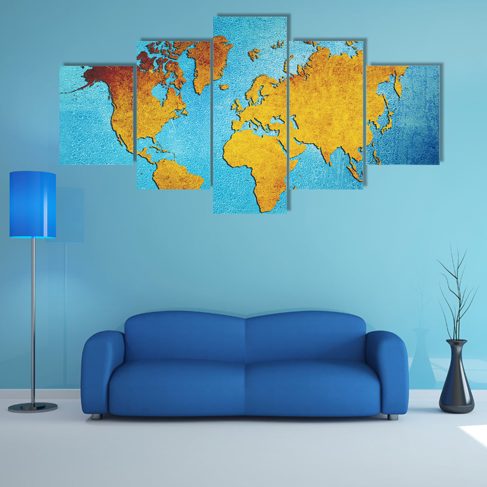 Grunge World Map Canvas Wall Art