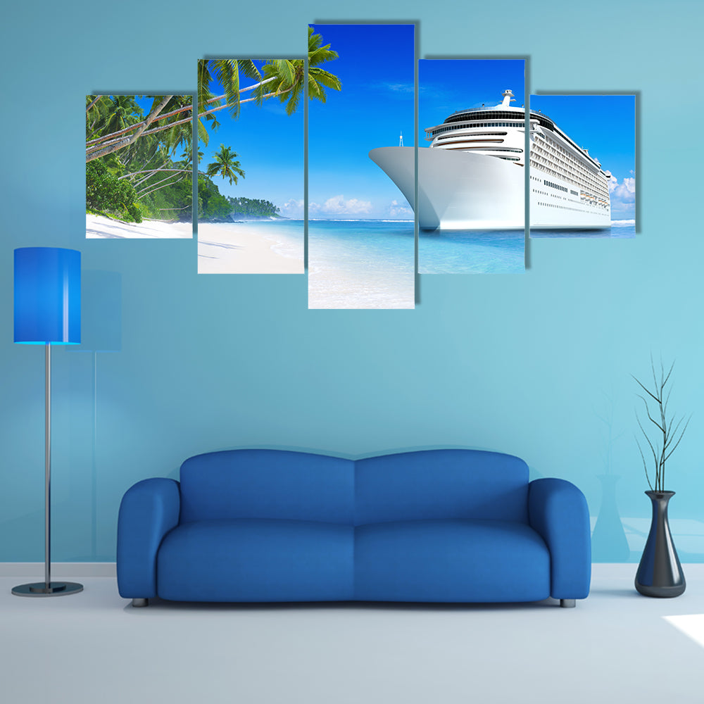 Summertime Cruise Ship by Tropical Beach Canvas Wall Art
