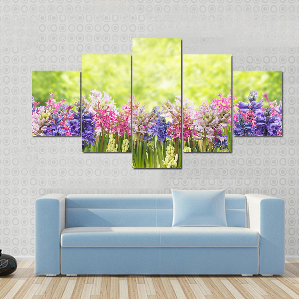 Blooming Spring Hyacinths Flowers Plant In Garden Canvas Wall Art