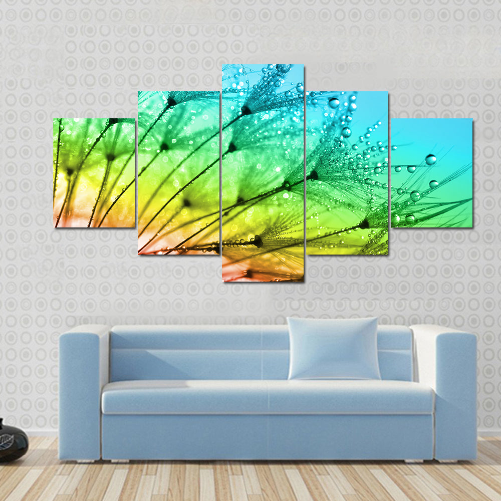 Dewy Dandelion Flower Close Up Canvas Wall Art