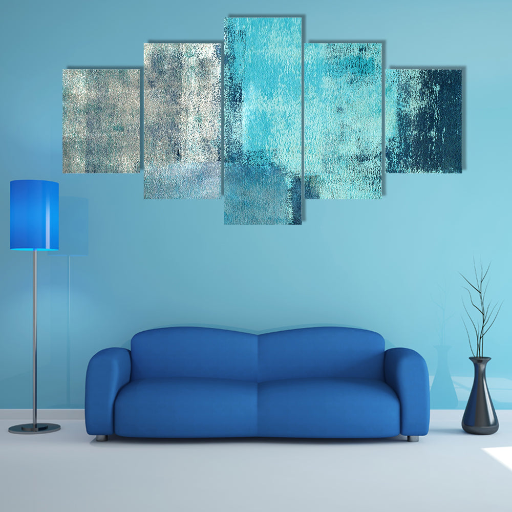 Layered Turquoise Abstract Rectangles Canvas Wall Art
