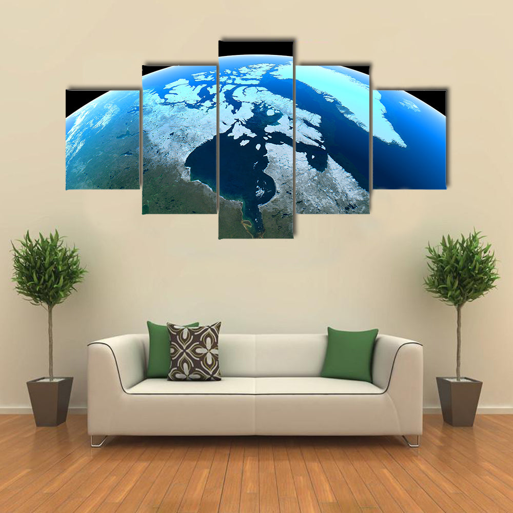 Canada &amp; Greenland From Space Canvas Wall Art