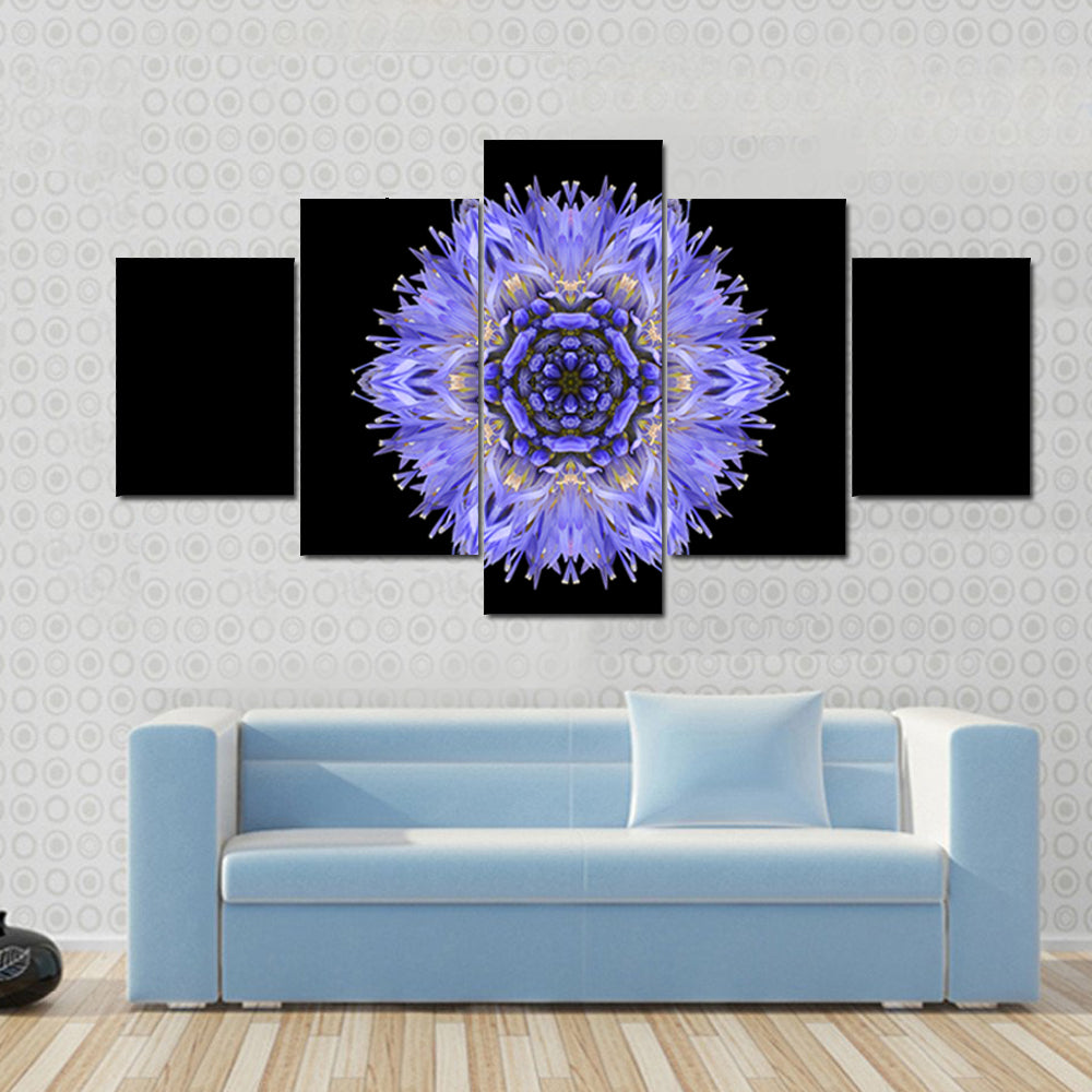 Blue Mandala Cornflower Canvas Wall Art