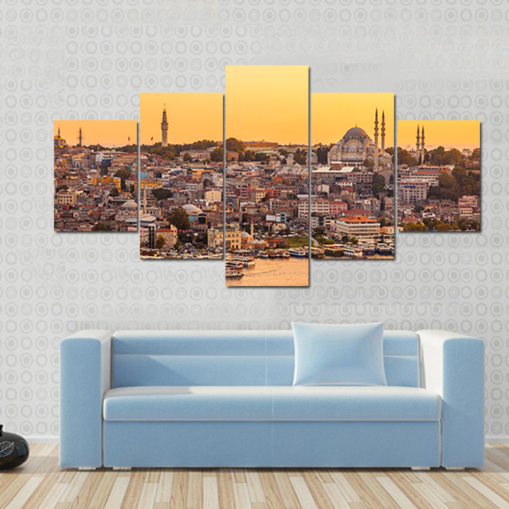 View On Golden Horn Bay From Galata Tower Canvas Wall Art