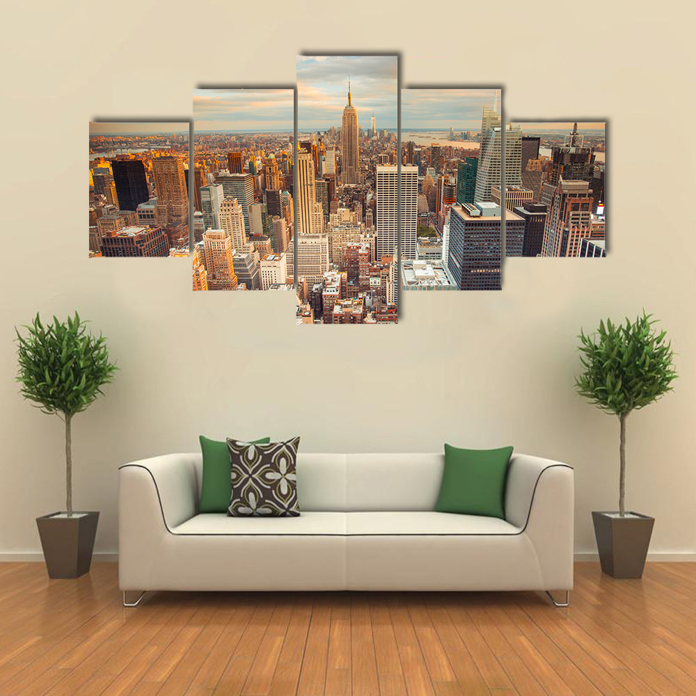 New York City At Sunset Canvas Wall Art
