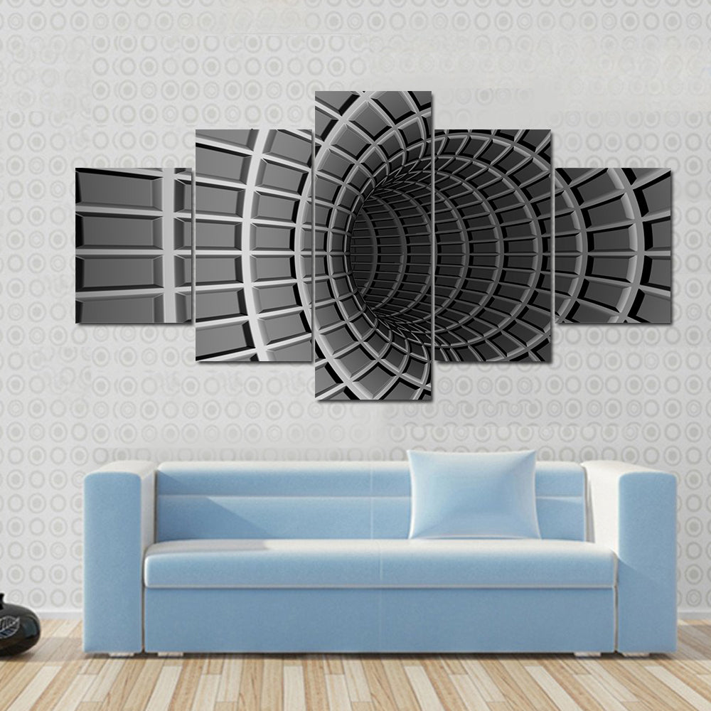 Dark Metal Tunnel Abstract Canvas Wall Art