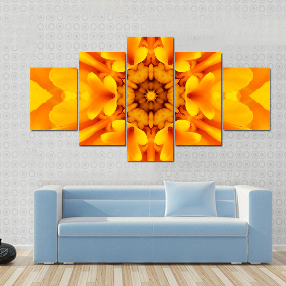 Yellow Mandala Flower Canvas Wall Art