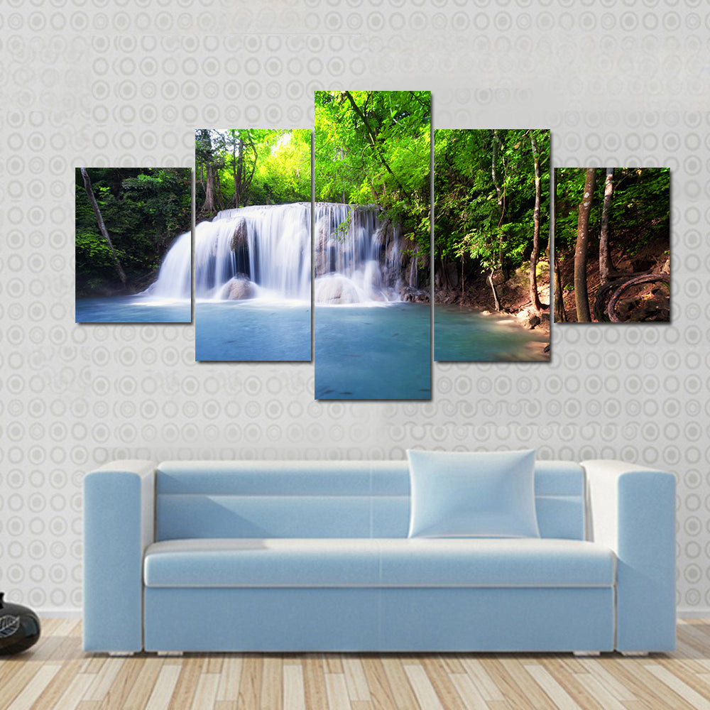 Tropical Waterfall in Thailand Canvas Wall Art