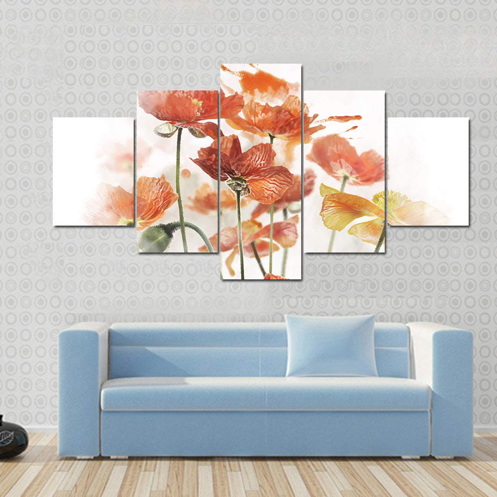Red Poppy Flowers Canvas Wall Art