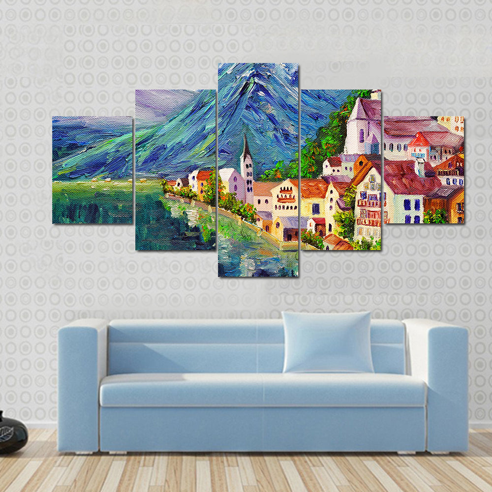 Hallstatt Oil Painting Austria Canvas Wall Art