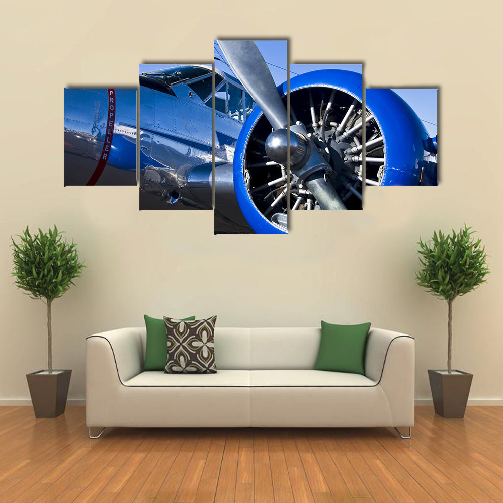 Vintage Military Airplane Close-up Canvas Wall Art