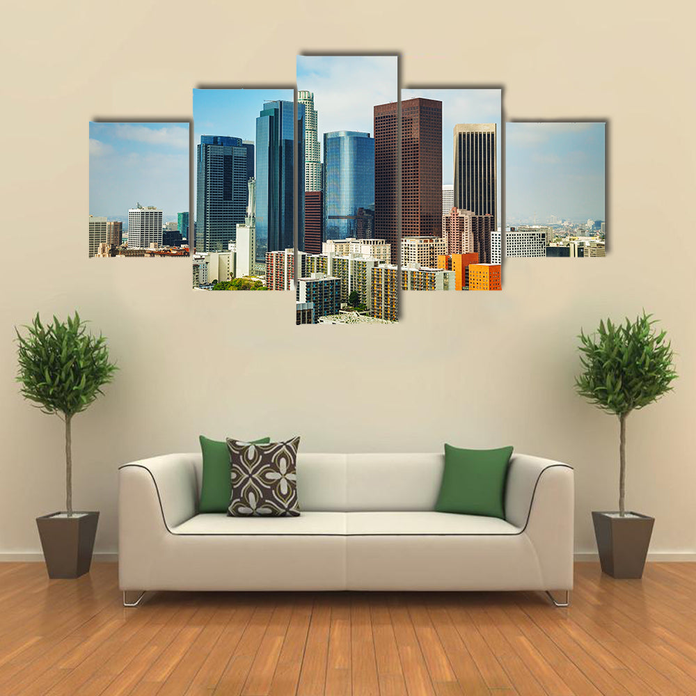 Los Angeles Cityscape On A Sunny Day Canvas Wall Art