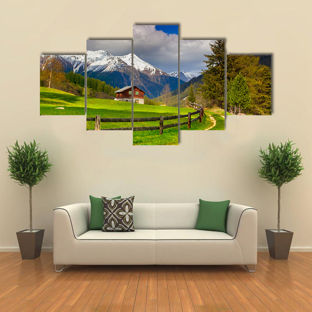 Spring Landscape In Swiss Alps Canvas Wall Art