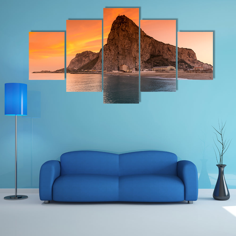 Rock of Gibraltar at Sunset Canvas Wall Art
