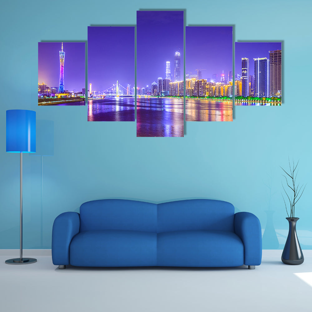 Guangzhou Skyline Over Pearl River Canvas Wall Art