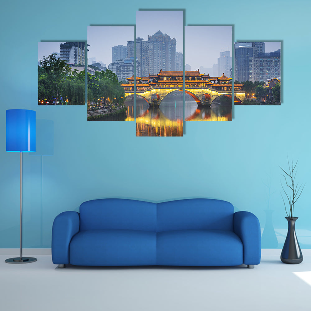 Anshun Bridge on Jin River Chengdu Canvas Wall Art