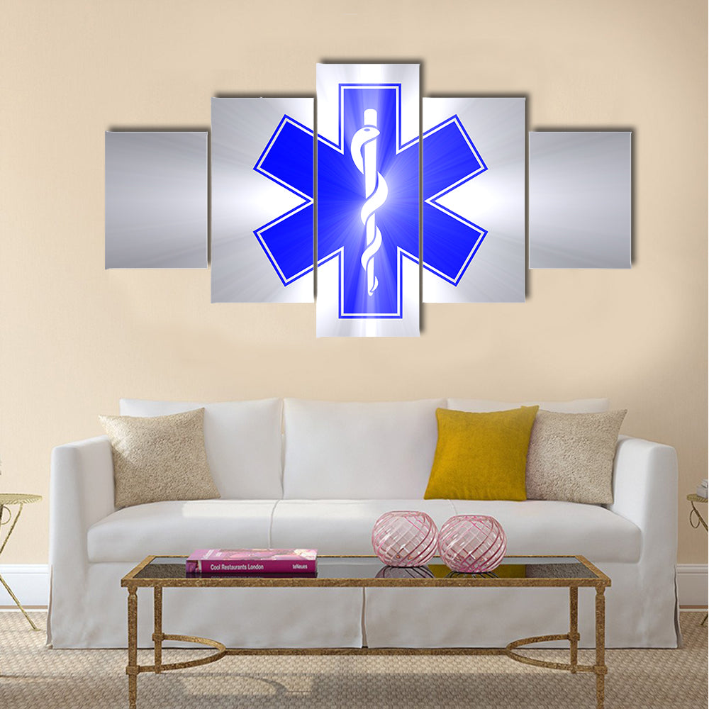 Star of Life with Rod of Asclepius Canvas Wall Art