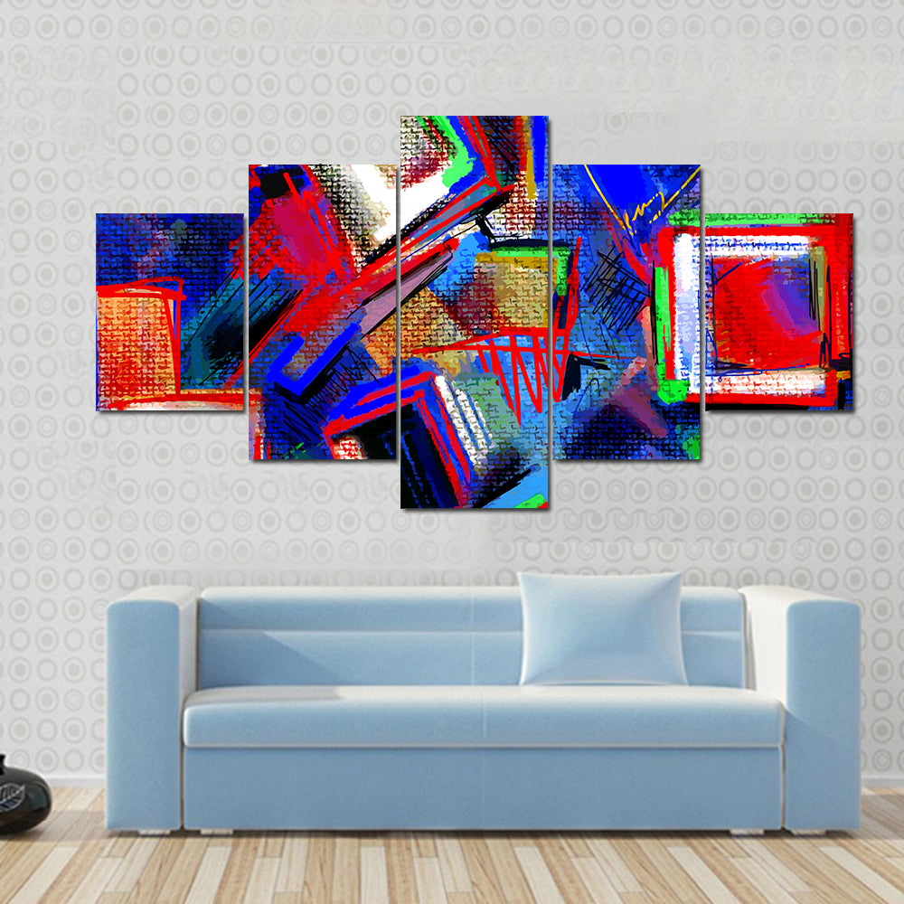 Hand-drawn Abstract Geometric Composition Canvas Wall Art