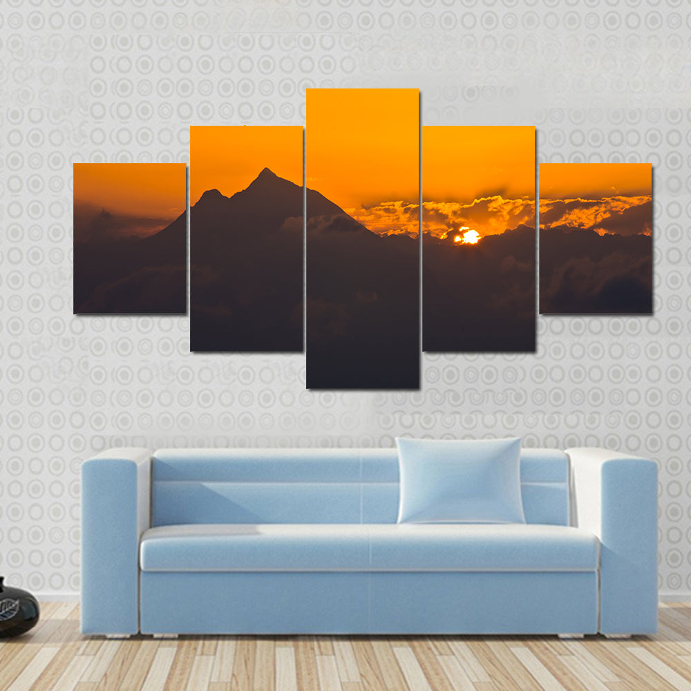 Sunrise At Holy Mountain Athos In Chalkidiki Greece Canvas Wall Art
