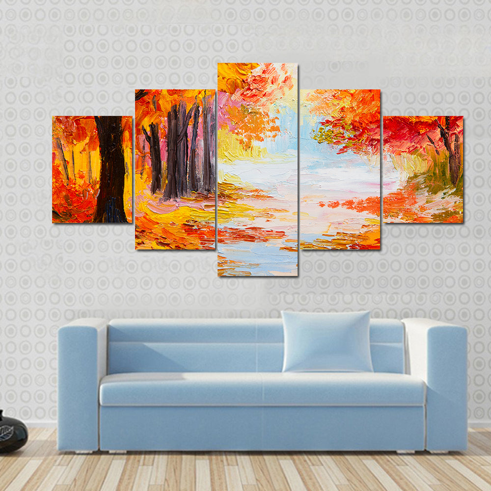 Colorful Autumn Forest Abstract Canvas Wall Art