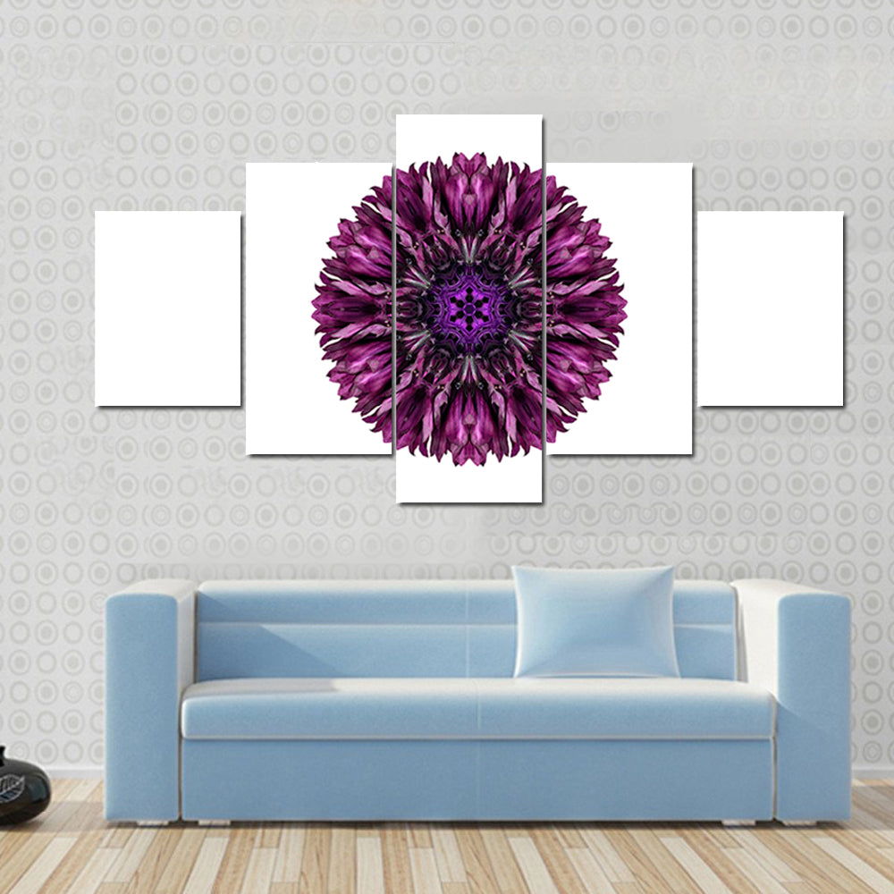 Purple Cornflower Mandala Canvas Wall Art