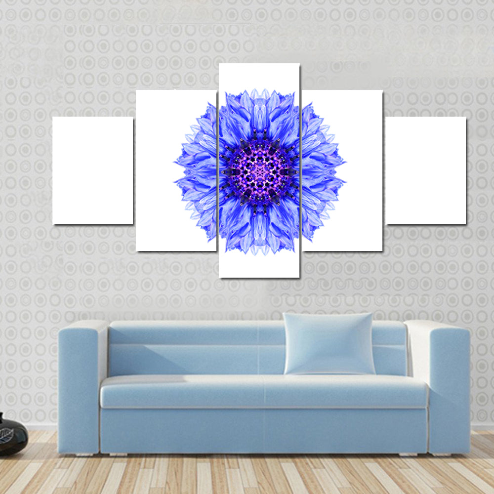 Blue Cornflower Mandala Canvas Wall Art