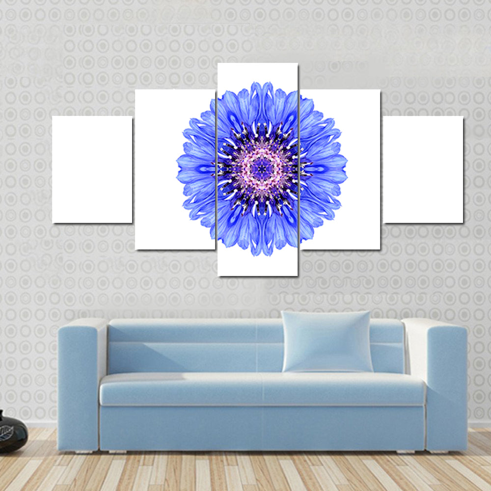 Blue Cornflower Mandala Canvas Wall Art