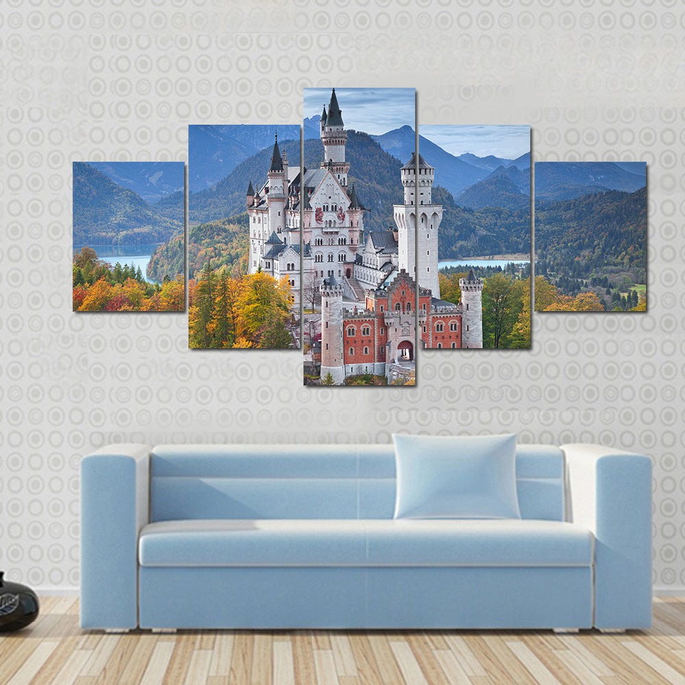 Neuschwanstein Castle with Turquoise Lake Canvas Wall Art