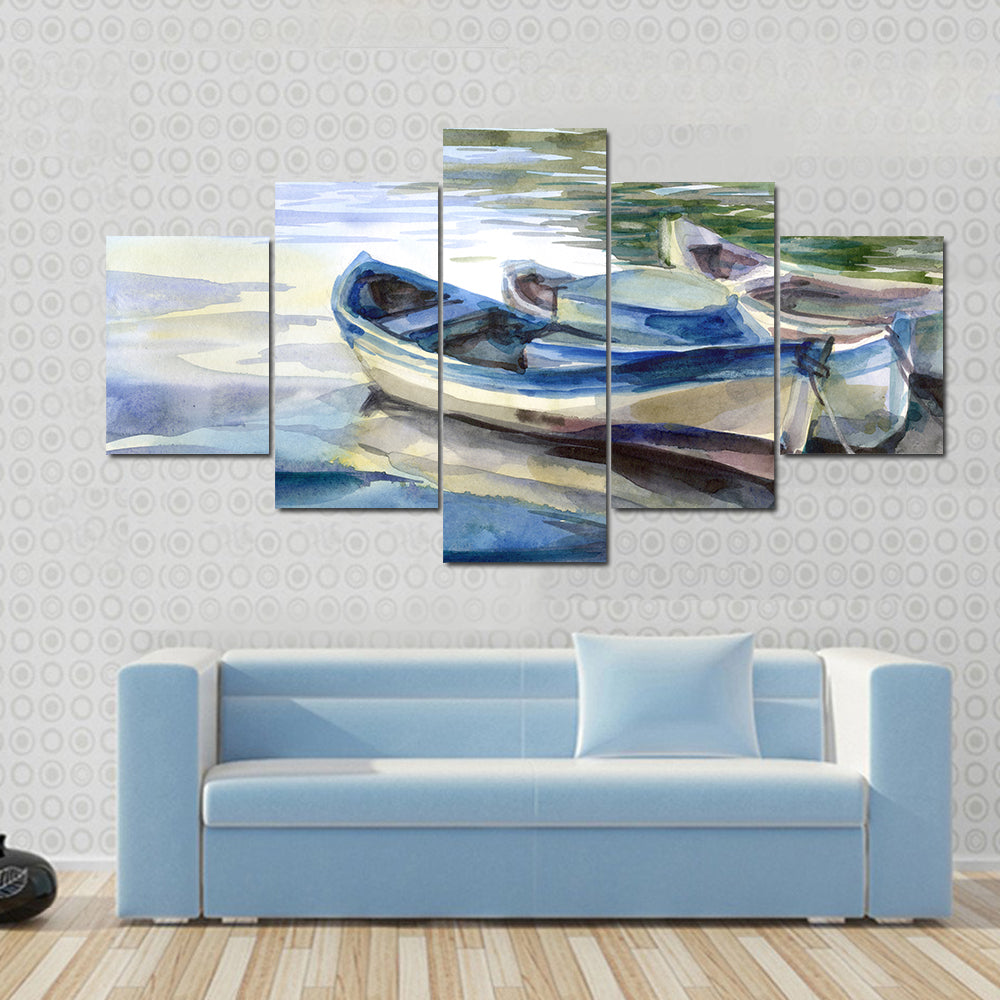 Seascape with Three Boats Canvas Wall Art
