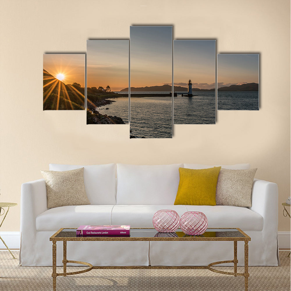Sunset At Tobermory Lighthouse Scotland Canvas Wall Art