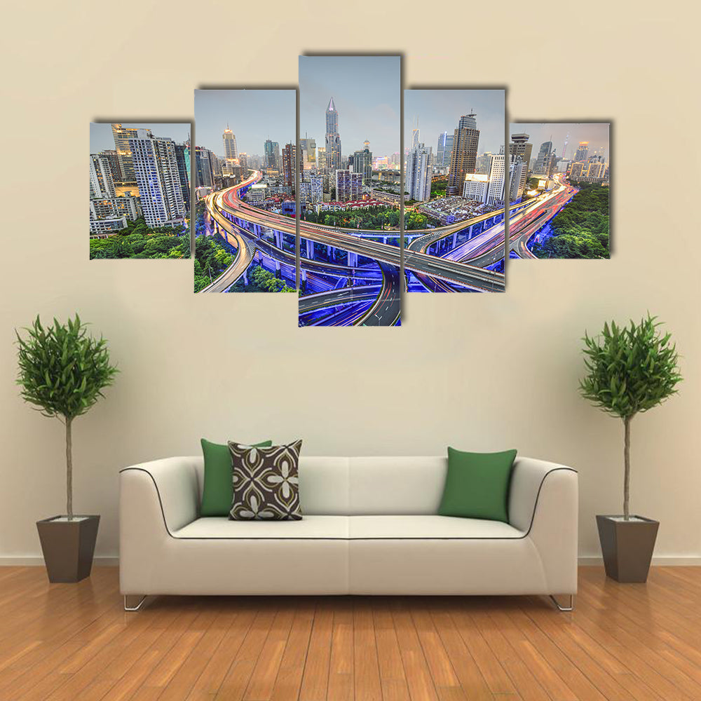 Shanghai Highway Junctions Canvas Wall Art