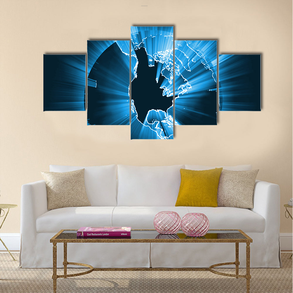 Glowing Coastline Starburst Light Flare Canvas Wall Art