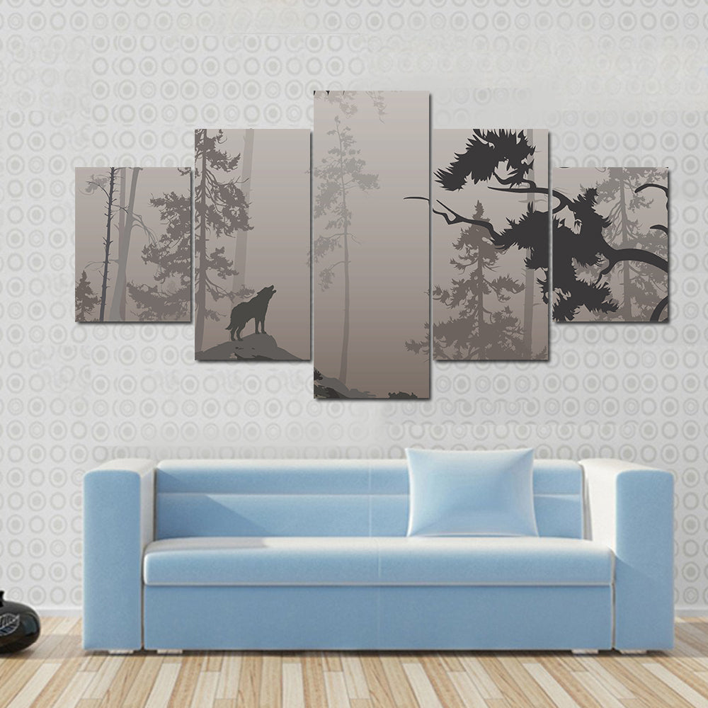 Wolf In The Forest Canvas Wall Art