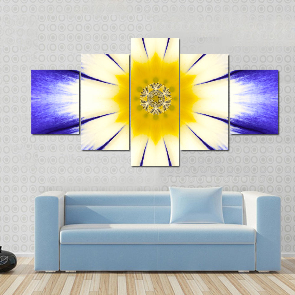 Kaleidoscope Blue Mandala Flower Canvas Wall Art