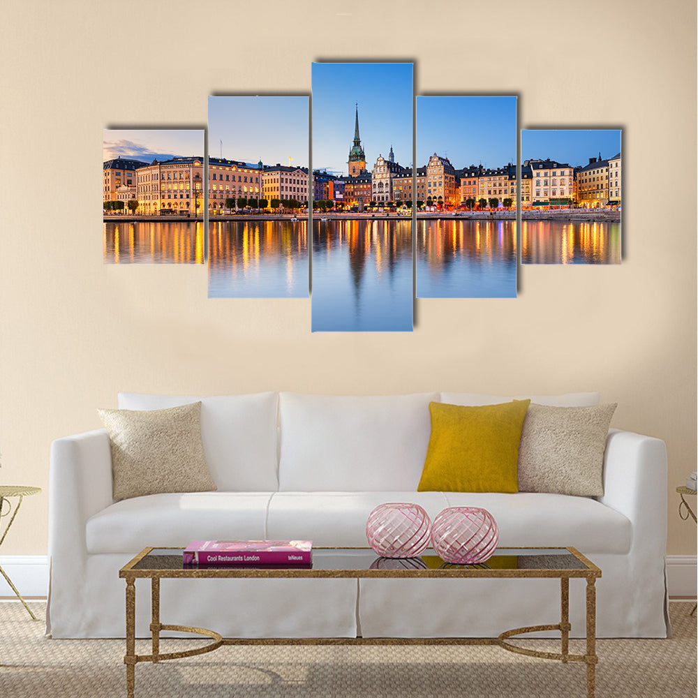Gamla Stan In Stockholm At Evening Canvas Wall Art