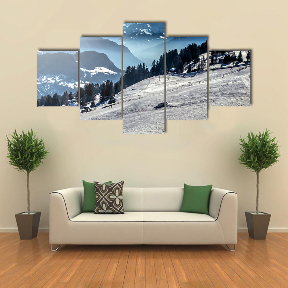 Winter Mountain Ski Slope Canvas Wall Art