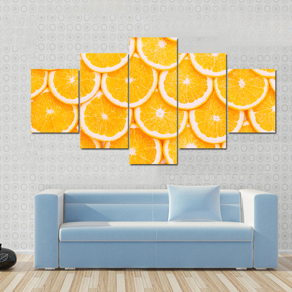 Fresh Orange Slices Pattern Canvas Wall Art