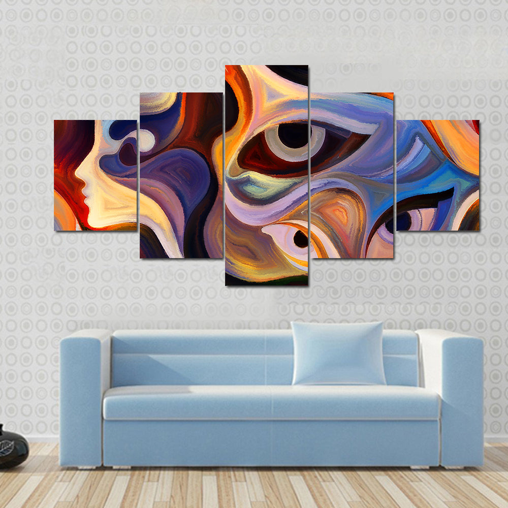 Human Profile &amp; Eye Elements Canvas Wall Art