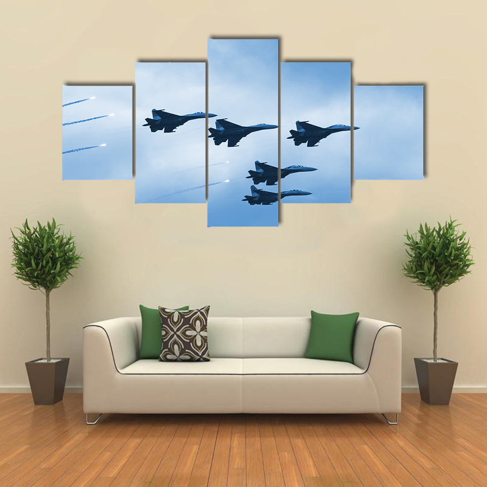 Modern Squadron Of Military Planes Canvas Wall Art