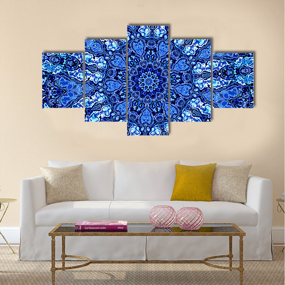 Blue Mandala Fractal Canvas Wall Art