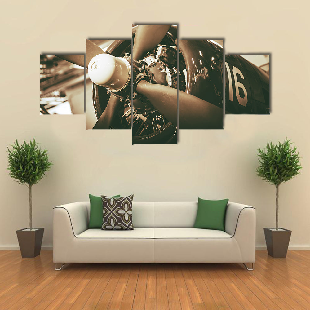 Vintage Military Aircraft Propeller Closeup Canvas Wall Art