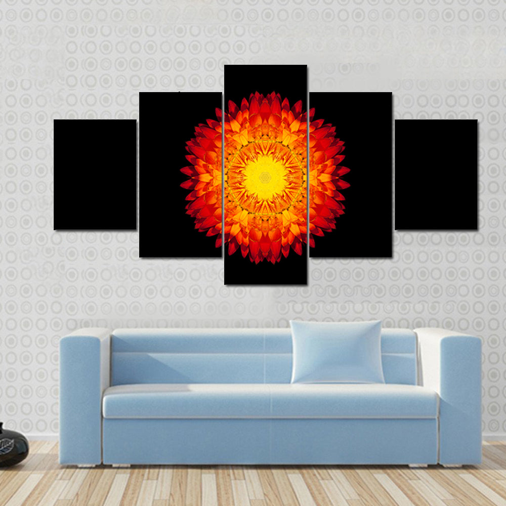 Red Flower Mandala Canvas Wall Art
