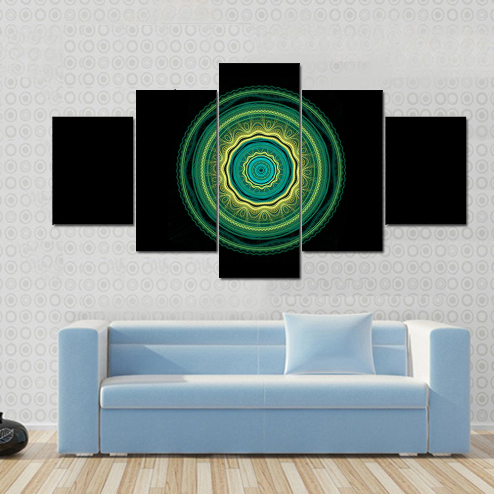 Green Mandala Flower Canvas Wall Art