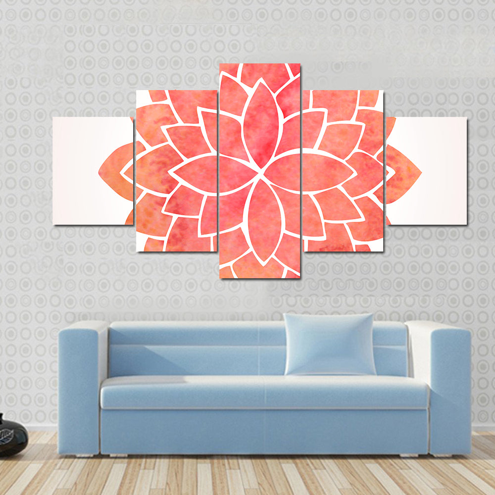 Red Mandala Flower Canvas Wall Art