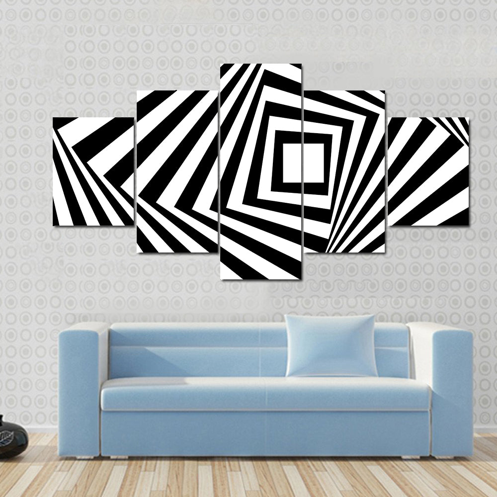 Black and White Concentric Squares Canvas Wall Art