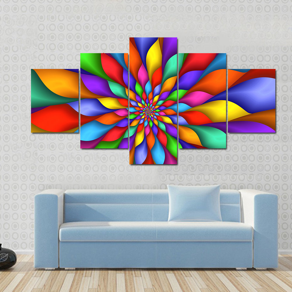 Rainbow Petal Spiral Abstract Canvas Wall Art