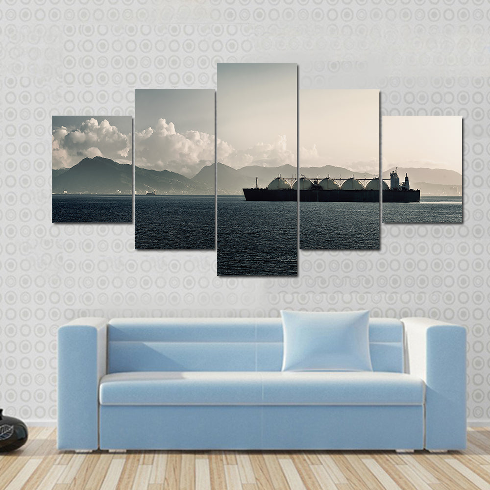 Liquefied Natural Gas LNG Carrier Ship In Sea Canvas Wall Art