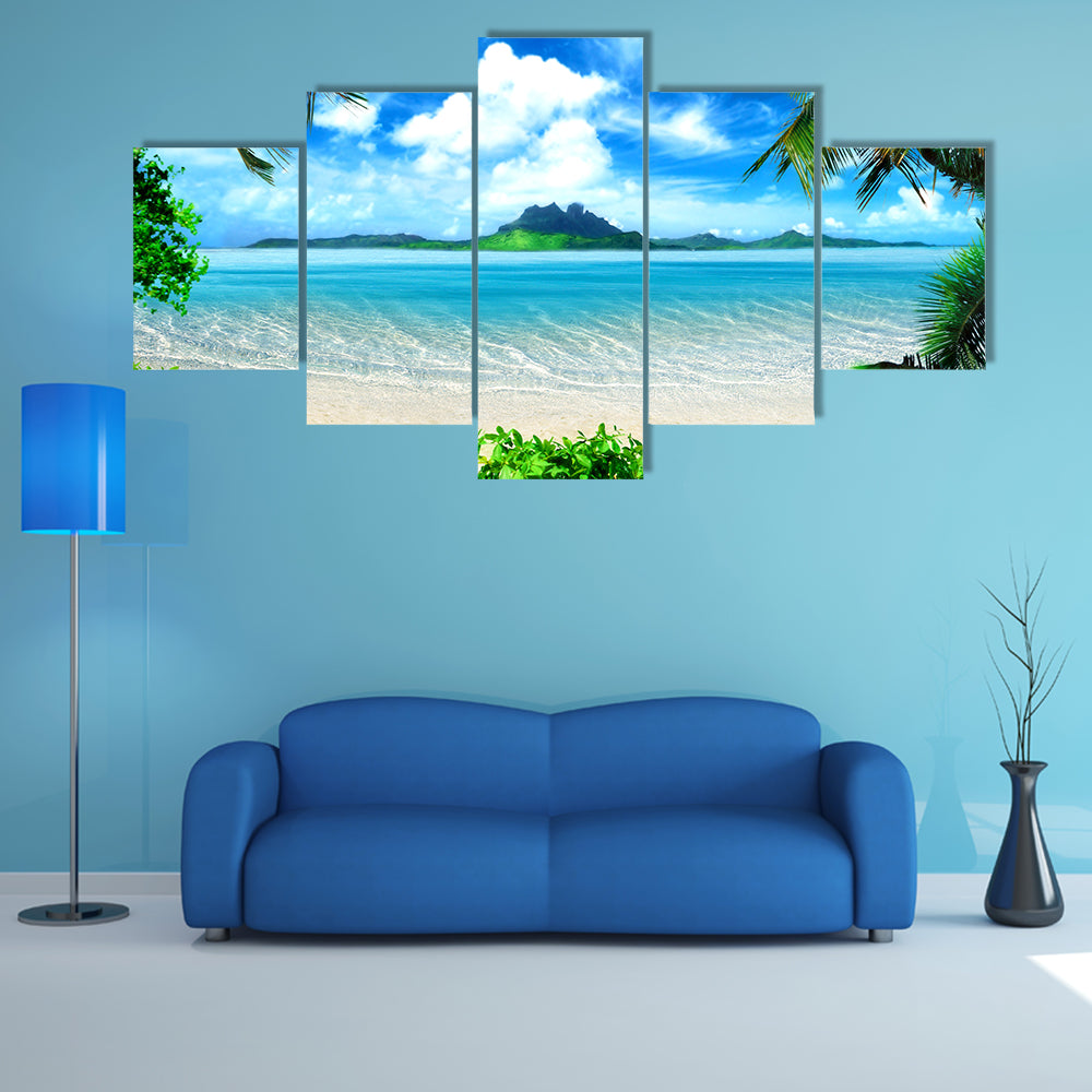 Tropical Beach with Turquoise Ocean Canvas Wall Art