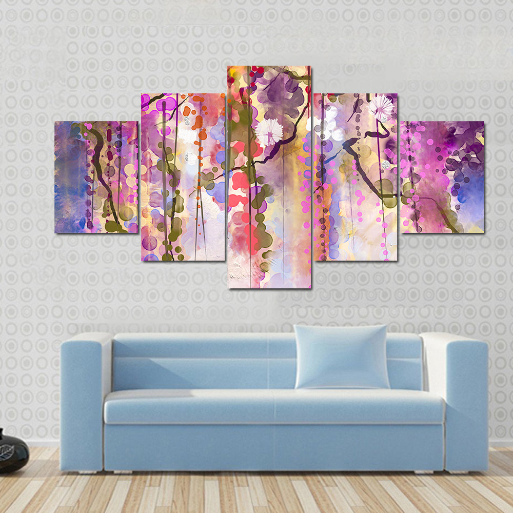 Spring Purple Wisteria Blossoms Canvas Wall Art